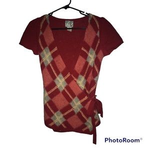 TABITHA Argyle Sweater Wrap Wool Blend Ballerina Wrap